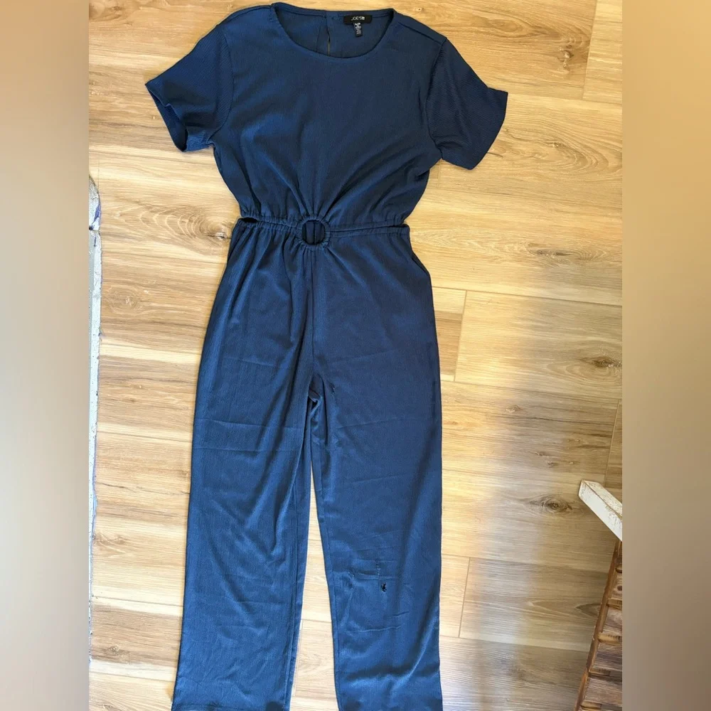 Joe's Jeans Blue Crinkle Wide Leg Jumpsuit O-Ring Sz XL 16 *Flaws